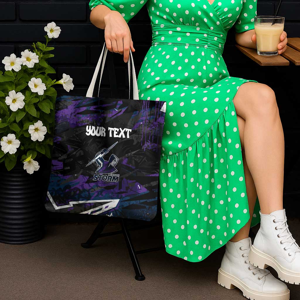Personalized Melbourne Storm Tote Bag Graffiti Grunge Abstract Urban Street Style Design