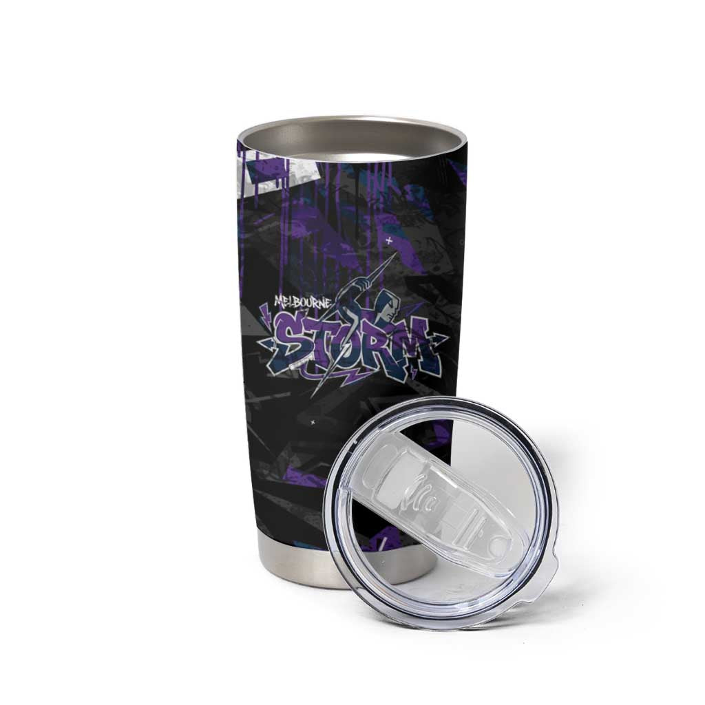 Personalized Melbourne Storm Tumbler Cup Graffiti Grunge Abstract Urban Street Style Design