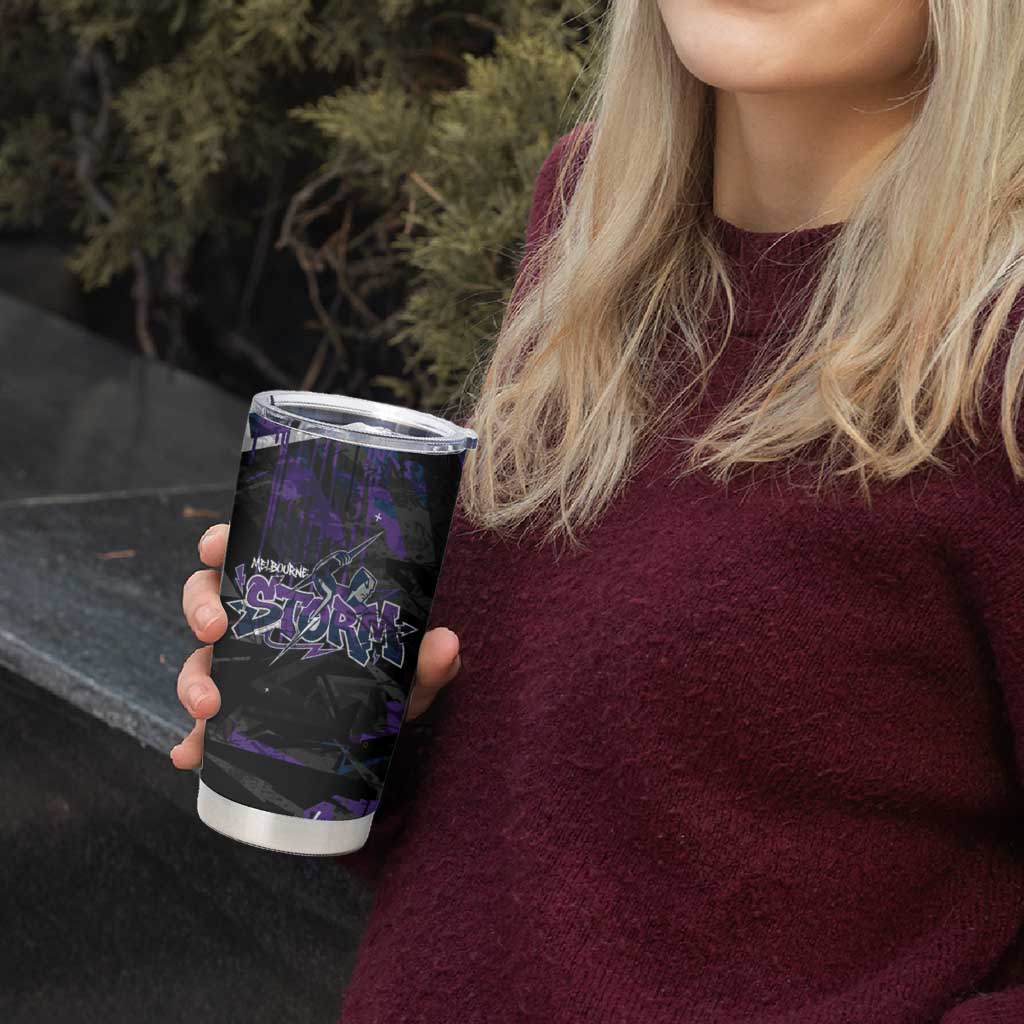 Personalized Melbourne Storm Tumbler Cup Graffiti Grunge Abstract Urban Street Style Design