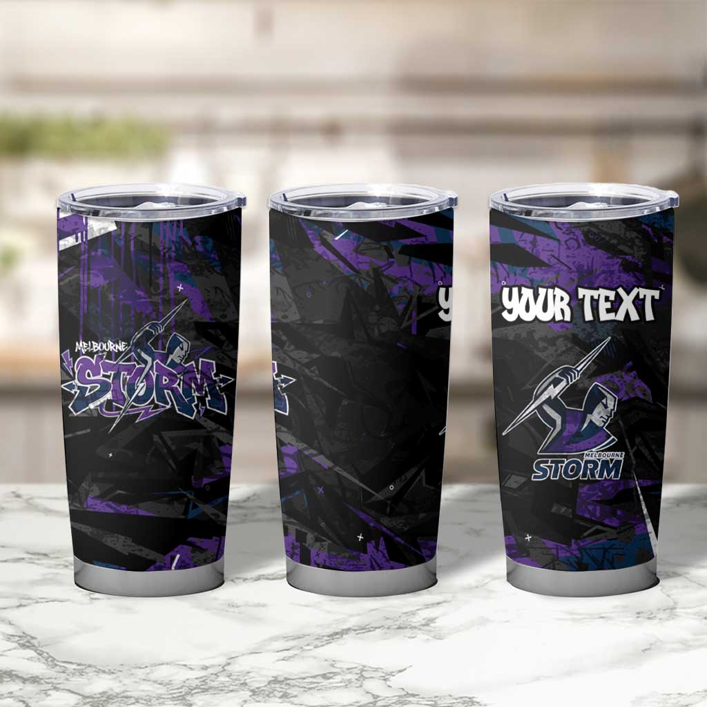 Personalized Melbourne Storm Tumbler Cup Graffiti Grunge Abstract Urban Street Style Design