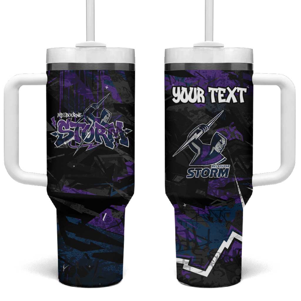Personalized Melbourne Storm Tumbler With Handle Graffiti Grunge Abstract Urban Street Style Design