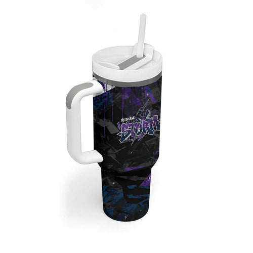 Personalized Melbourne Storm Tumbler With Handle Graffiti Grunge Abstract Urban Street Style Design
