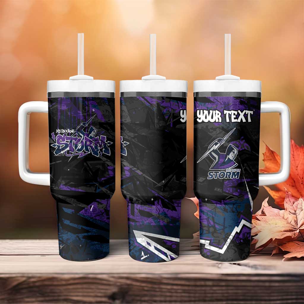 Personalized Melbourne Storm Tumbler With Handle Graffiti Grunge Abstract Urban Street Style Design
