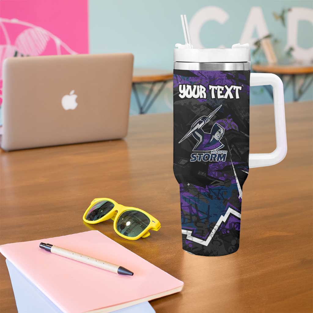 Personalized Melbourne Storm Tumbler With Handle Graffiti Grunge Abstract Urban Street Style Design
