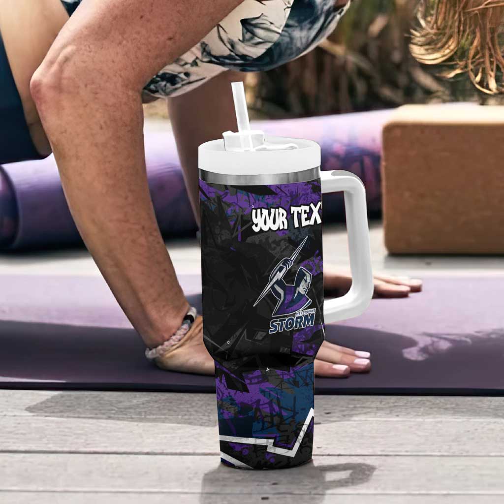 Personalized Melbourne Storm Tumbler With Handle Graffiti Grunge Abstract Urban Street Style Design
