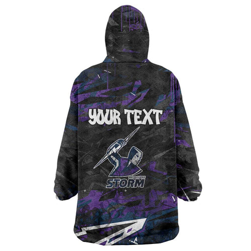 Personalized Melbourne Storm Wearable Blanket Hoodie Graffiti Grunge Abstract Urban Street Style Design