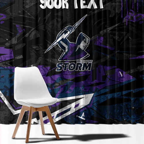 Personalized Melbourne Storm Window Curtain Graffiti Grunge Abstract Urban Street Style Design