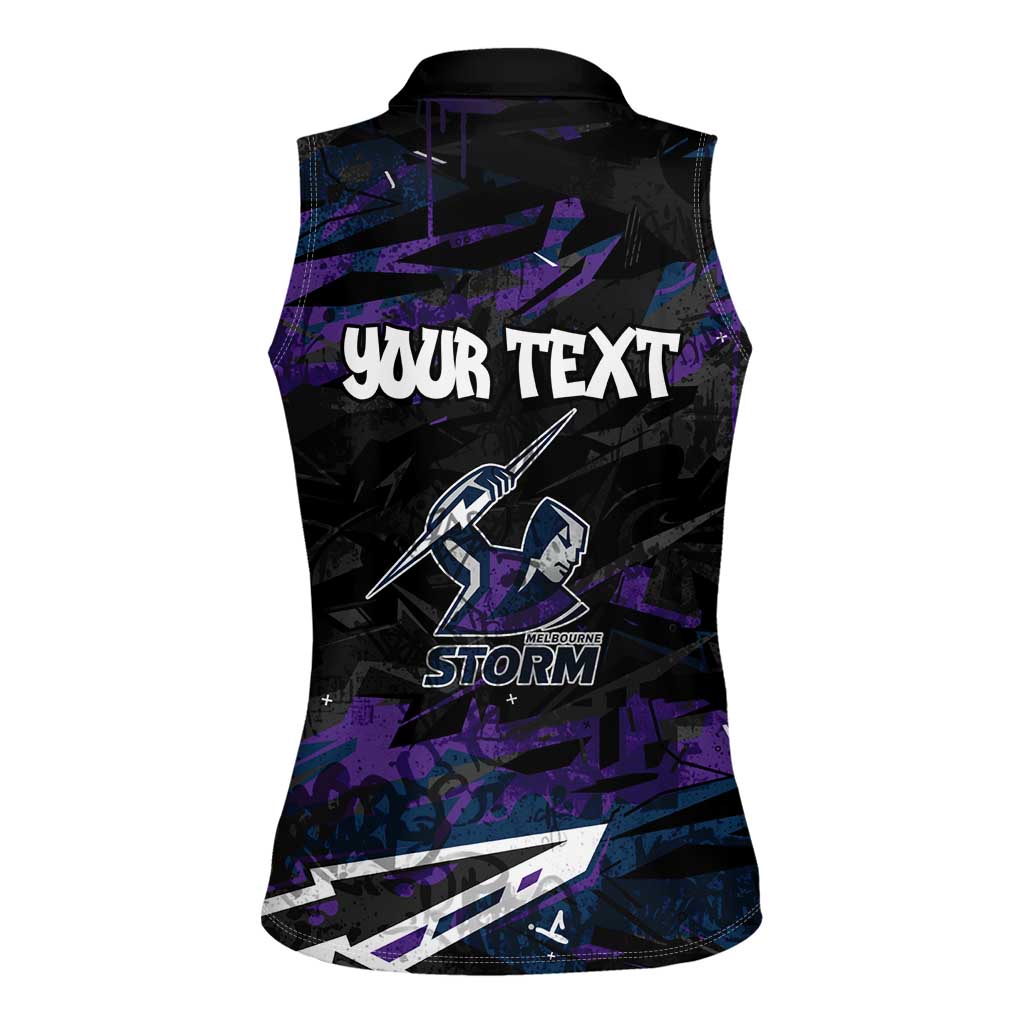 Personalized Melbourne Storm Women Sleeveless Polo Shirt Graffiti Grunge Abstract Urban Street Style Design