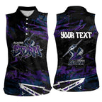 Personalized Melbourne Storm Women Sleeveless Polo Shirt Graffiti Grunge Abstract Urban Street Style Design