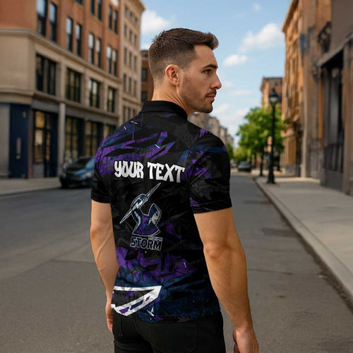 Personalized Melbourne Storm Zipper Polo Shirt Graffiti Grunge Abstract Urban Street Style Design