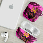 Personalised Brisbane Broncos AirPods Case Fierce Horse Mascot In Pink Aboriginal Dot Art Style