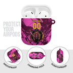 Personalised Brisbane Broncos AirPods Case Fierce Horse Mascot In Pink Aboriginal Dot Art Style