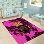 Personalised Brisbane Broncos Area Rug Fierce Horse Mascot In Pink Aboriginal Dot Art Style