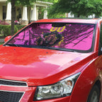 Personalised Brisbane Broncos Auto Sun Shade Fierce Horse Mascot In Pink Aboriginal Dot Art Style