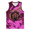 Personalised Brisbane Broncos Basketball Jersey Fierce Horse Mascot In Pink Aboriginal Dot Art Style