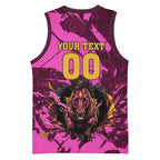 Personalised Brisbane Broncos Basketball Jersey Fierce Horse Mascot In Pink Aboriginal Dot Art Style
