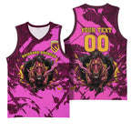 Personalised Brisbane Broncos Basketball Jersey Fierce Horse Mascot In Pink Aboriginal Dot Art Style