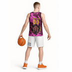 Personalised Brisbane Broncos Basketball Jersey Fierce Horse Mascot In Pink Aboriginal Dot Art Style