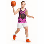 Personalised Brisbane Broncos Basketball Jersey Fierce Horse Mascot In Pink Aboriginal Dot Art Style