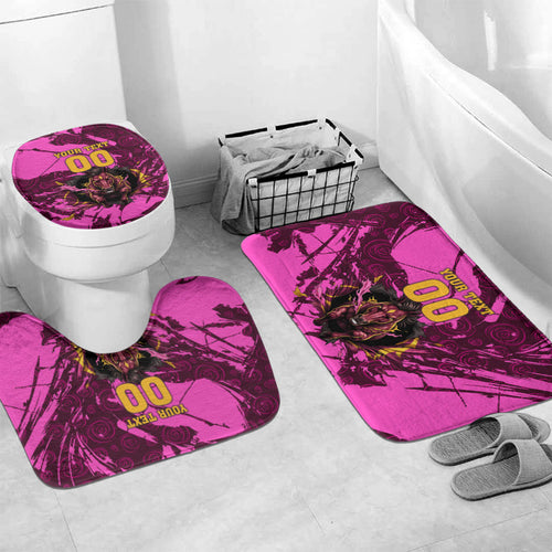 Personalised Brisbane Broncos Bathroom Set Fierce Horse Mascot In Pink Aboriginal Dot Art Style