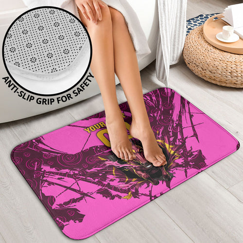Personalised Brisbane Broncos Bathroom Set Fierce Horse Mascot In Pink Aboriginal Dot Art Style