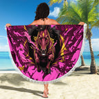 Personalised Brisbane Broncos Beach Blanket Fierce Horse Mascot In Pink Aboriginal Dot Art Style