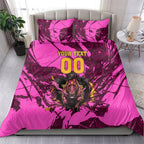 Personalised Brisbane Broncos Bedding Set Fierce Horse Mascot In Pink Aboriginal Dot Art Style