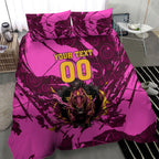 Personalised Brisbane Broncos Bedding Set Fierce Horse Mascot In Pink Aboriginal Dot Art Style