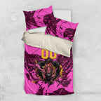 Personalised Brisbane Broncos Bedding Set Fierce Horse Mascot In Pink Aboriginal Dot Art Style