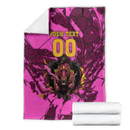 Personalised Brisbane Broncos Blanket Fierce Horse Mascot In Pink Aboriginal Dot Art Style