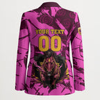 Personalised Brisbane Broncos Blazer Fierce Horse Mascot In Pink Aboriginal Dot Art Style