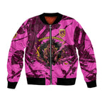 Personalised Brisbane Broncos Bomber Jacket Fierce Horse Mascot In Pink Aboriginal Dot Art Style