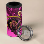 Personalised Brisbane Broncos 4 in 1 Can Cooler Tumbler Fierce Horse Mascot In Pink Aboriginal Dot Art Style