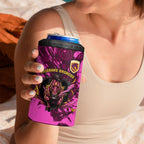 Personalised Brisbane Broncos 4 in 1 Can Cooler Tumbler Fierce Horse Mascot In Pink Aboriginal Dot Art Style