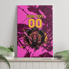 Personalised Brisbane Broncos Canvas Wall Art Fierce Horse Mascot In Pink Aboriginal Dot Art Style