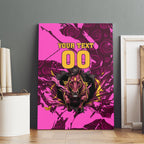 Personalised Brisbane Broncos Canvas Wall Art Fierce Horse Mascot In Pink Aboriginal Dot Art Style