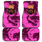 Personalised Brisbane Broncos Car Mats Fierce Horse Mascot In Pink Aboriginal Dot Art Style