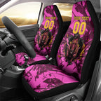 Personalised Brisbane Broncos Car Seat Cover Fierce Horse Mascot In Pink Aboriginal Dot Art Style