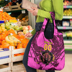 Personalised Brisbane Broncos Grocery Bag Fierce Horse Mascot In Pink Aboriginal Dot Art Style
