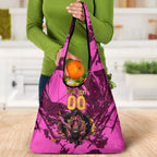Personalised Brisbane Broncos Grocery Bag Fierce Horse Mascot In Pink Aboriginal Dot Art Style