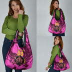 Personalised Brisbane Broncos Grocery Bag Fierce Horse Mascot In Pink Aboriginal Dot Art Style
