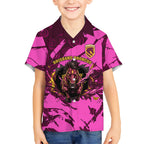 Personalised Brisbane Broncos Hawaiian Shirt Fierce Horse Mascot In Pink Aboriginal Dot Art Style