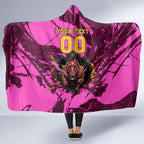 Personalised Brisbane Broncos Hooded Blanket Fierce Horse Mascot In Pink Aboriginal Dot Art Style