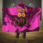 Personalised Brisbane Broncos Hooded Blanket Fierce Horse Mascot In Pink Aboriginal Dot Art Style