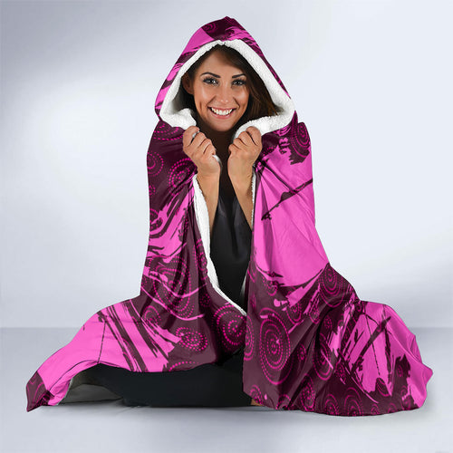 Personalised Brisbane Broncos Hooded Blanket Fierce Horse Mascot In Pink Aboriginal Dot Art Style