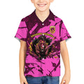 Personalised Brisbane Broncos Kid Hawaiian Shirt Fierce Horse Mascot In Pink Aboriginal Dot Art Style