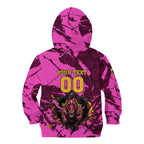 Personalised Brisbane Broncos Kid Hoodie Fierce Horse Mascot In Pink Aboriginal Dot Art Style