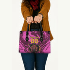 Personalised Brisbane Broncos Leather Bag Fierce Horse Mascot In Pink Aboriginal Dot Art Style