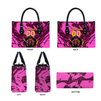 Personalised Brisbane Broncos Leather Bag Fierce Horse Mascot In Pink Aboriginal Dot Art Style