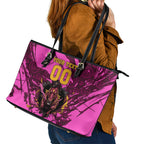 Personalised Brisbane Broncos Leather Tote Bag Fierce Horse Mascot In Pink Aboriginal Dot Art Style